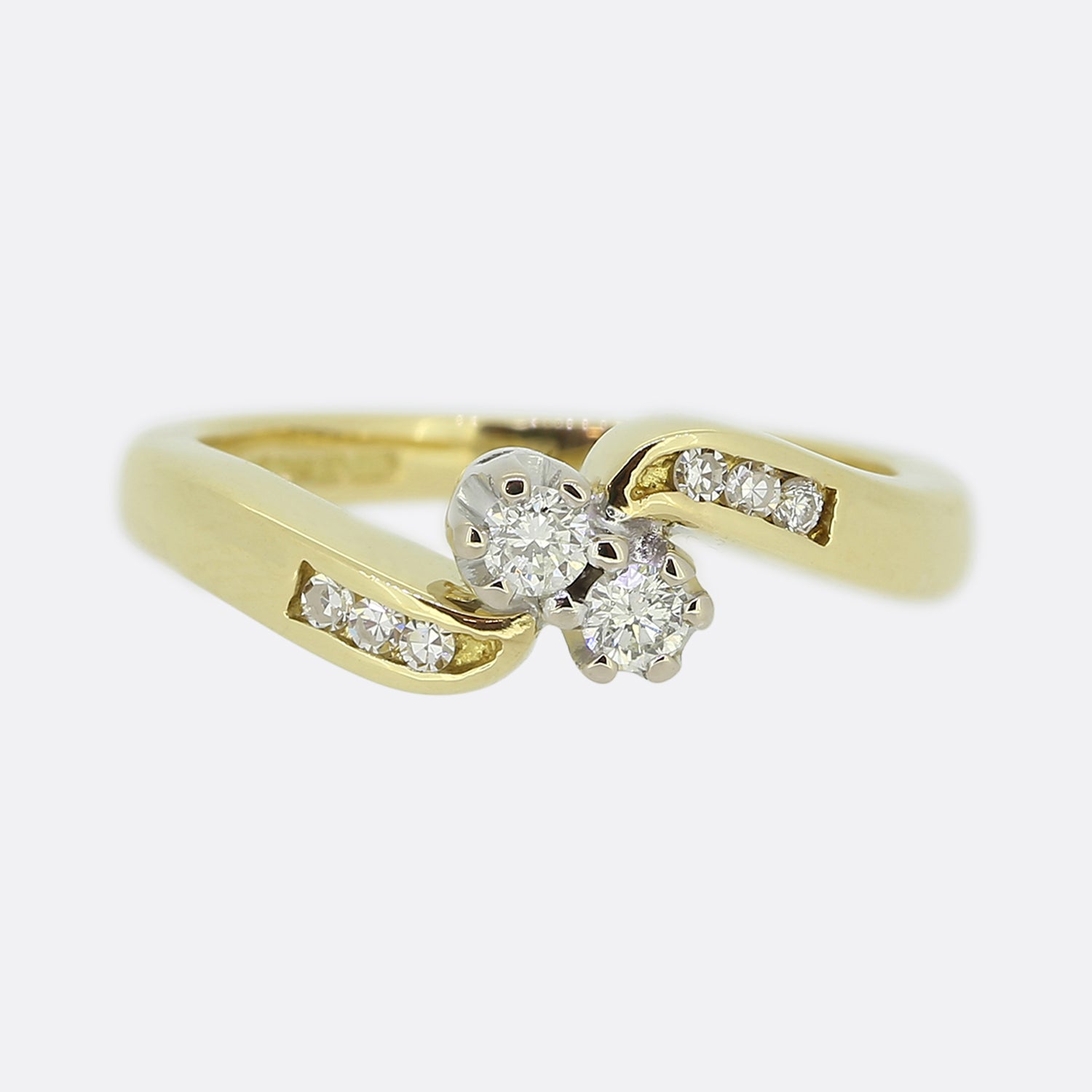 Vintage Two Stone Diamond Crossover Ring The Vintage Jeweller 2347