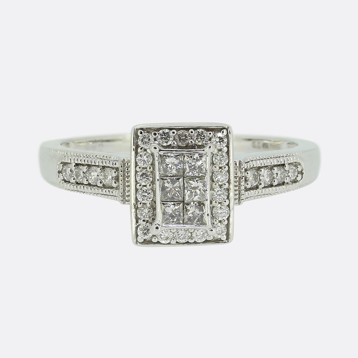 0.38 Carat Diamond Rectangular Faced Ring