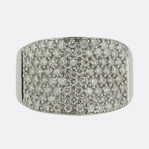 Large Concave Diamond Cluster Ring