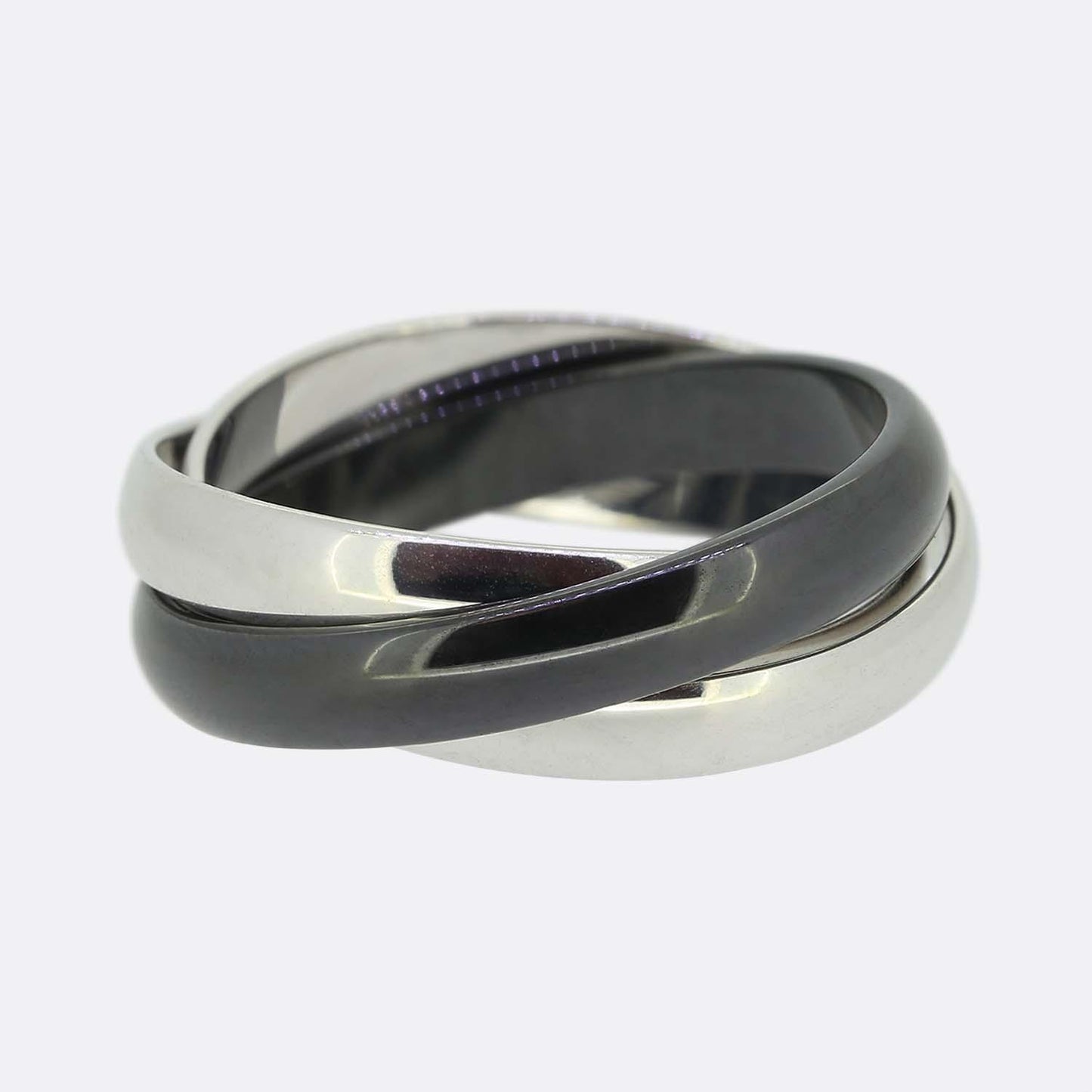 Cartier Trinity De Cartier White Gold and Ceramic Ring Size R (59)