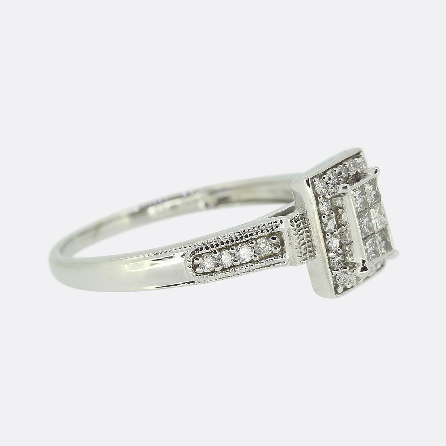 0.38 Carat Diamond Rectangular Faced Ring