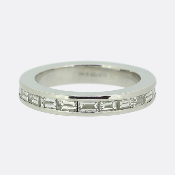 1.68 Carat Channel Set Baguette Cut Diamond Eternity Ring Size M 1/2