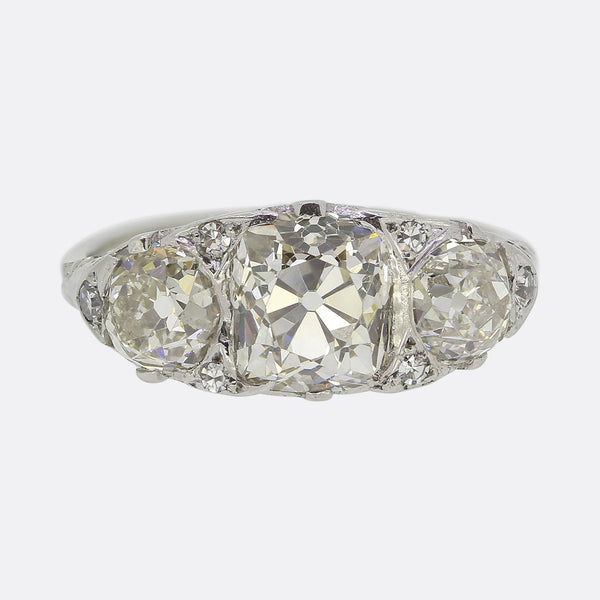 Edwardian 2.70 Carat Three-Stone Diamond Ring