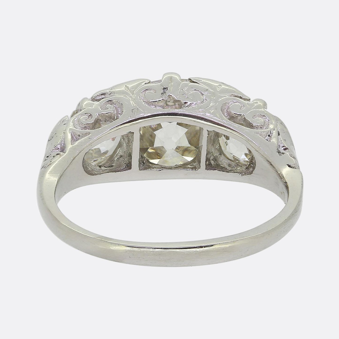 Edwardian 2.70 Carat Three-Stone Diamond Ring