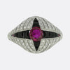 Art Deco Ruby Onyx and Diamond Bombe Ring