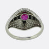 Art Deco Ruby Onyx and Diamond Bombe Ring