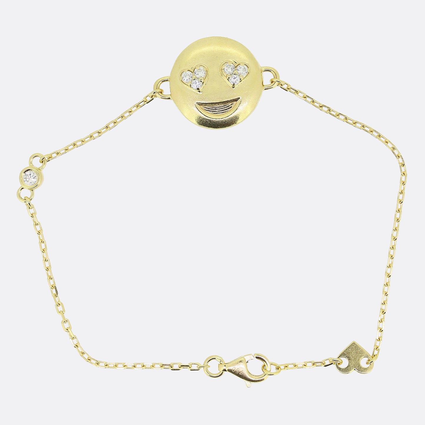 Smiley Face Diamond Chain Bracelet