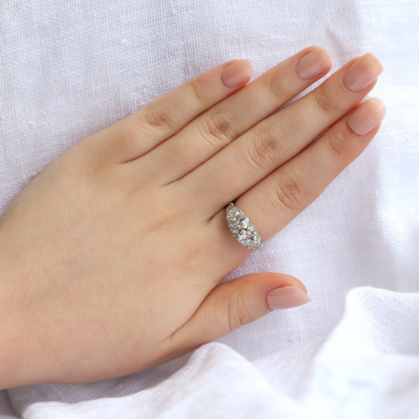 Edwardian 2.70 Carat Three-Stone Diamond Ring