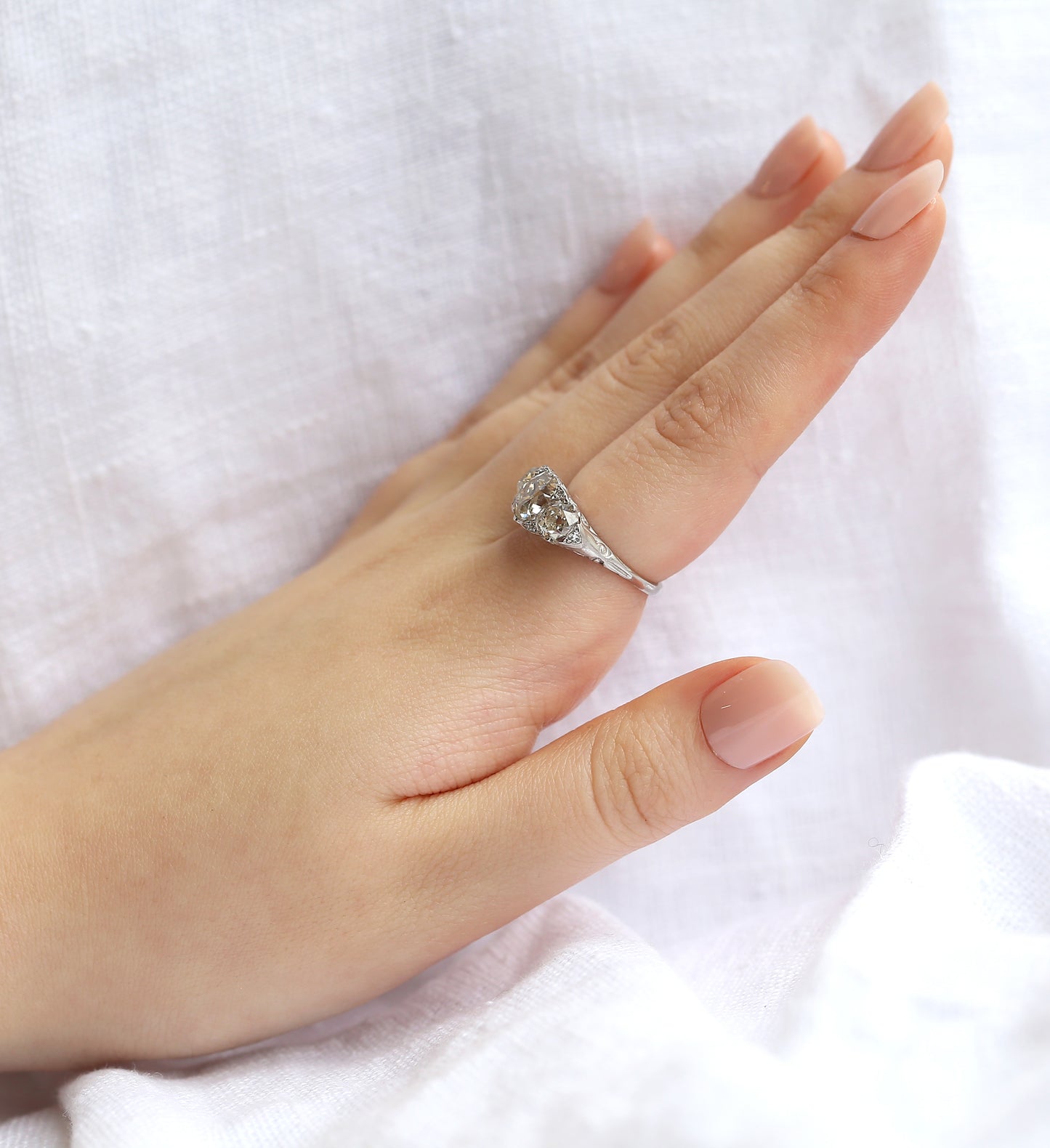 Edwardian 2.70 Carat Three-Stone Diamond Ring