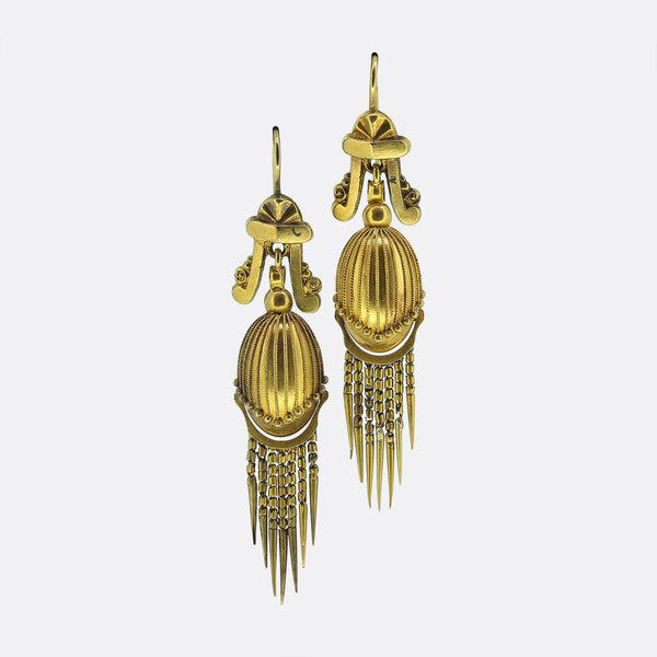 Victorian  Etruscan Revival Drop Earrings