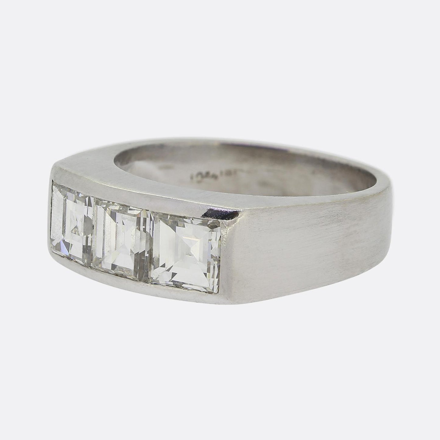 Mid Century Three-Stone Carré Cut Diamond Ring