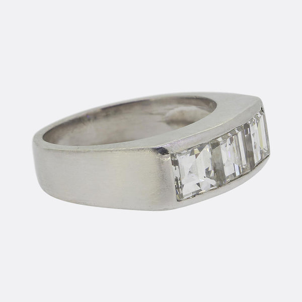 Mid Century Three-Stone Carré Cut Diamond Ring