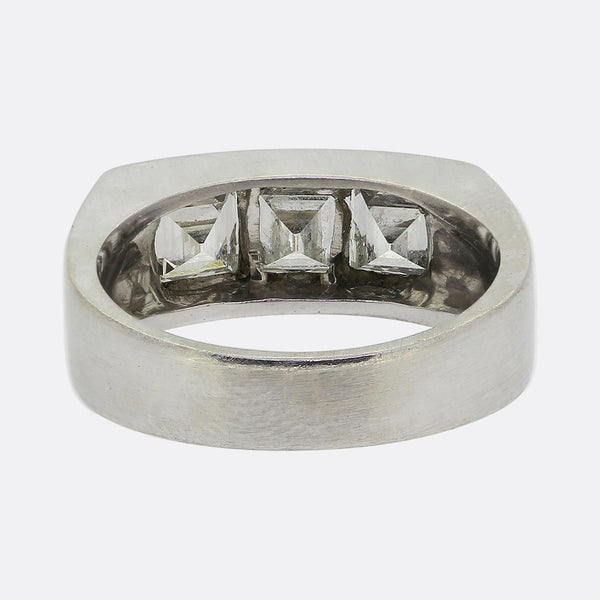 Mid Century Three-Stone Carré Cut Diamond Ring