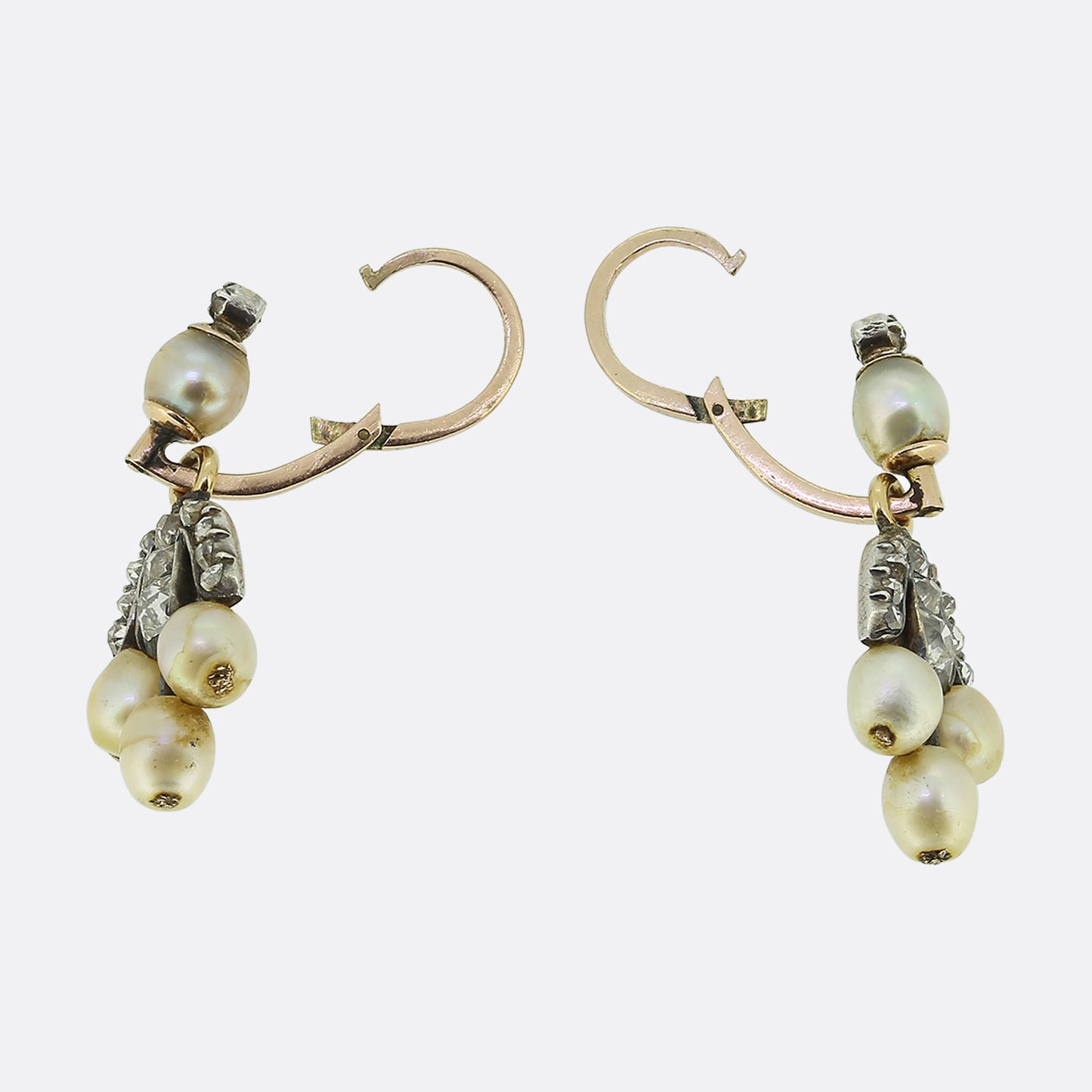 Antique Pearl and Diamond Drop Earrings