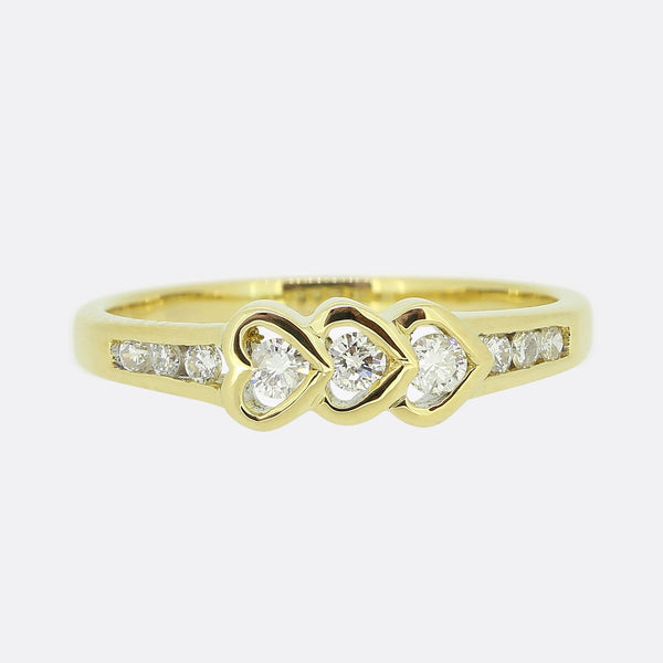 Triple Heart Diamond Ring