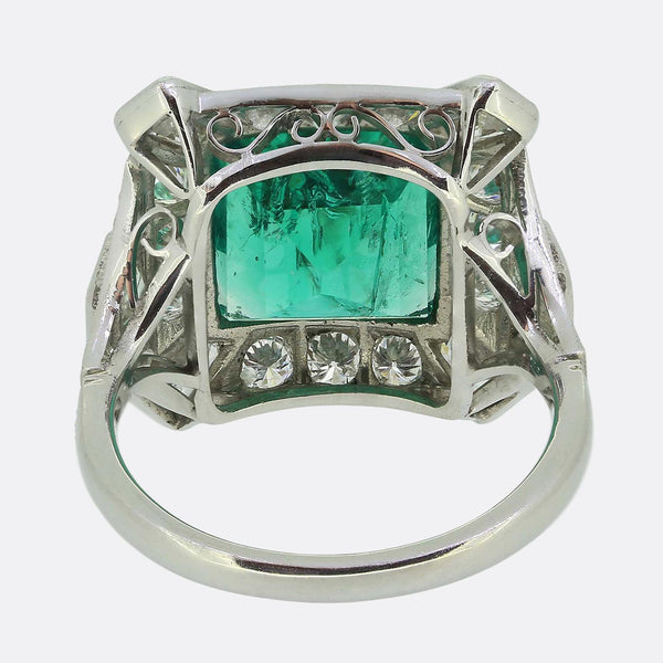 Vintage 4.34 Carat Emerald and Diamond Cluster Ring