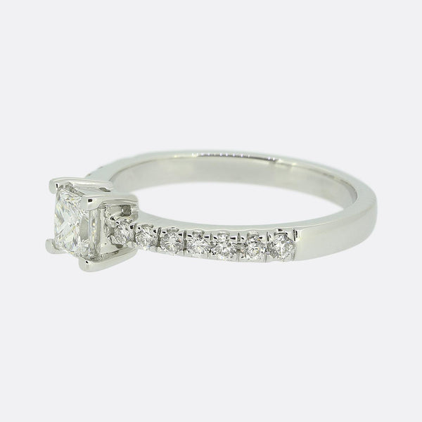 0.22 Carat Princess Cut Diamond Solitaire Ring