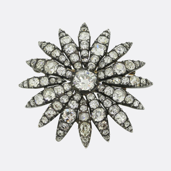 Antique Old Cut Diamond Floral Brooch