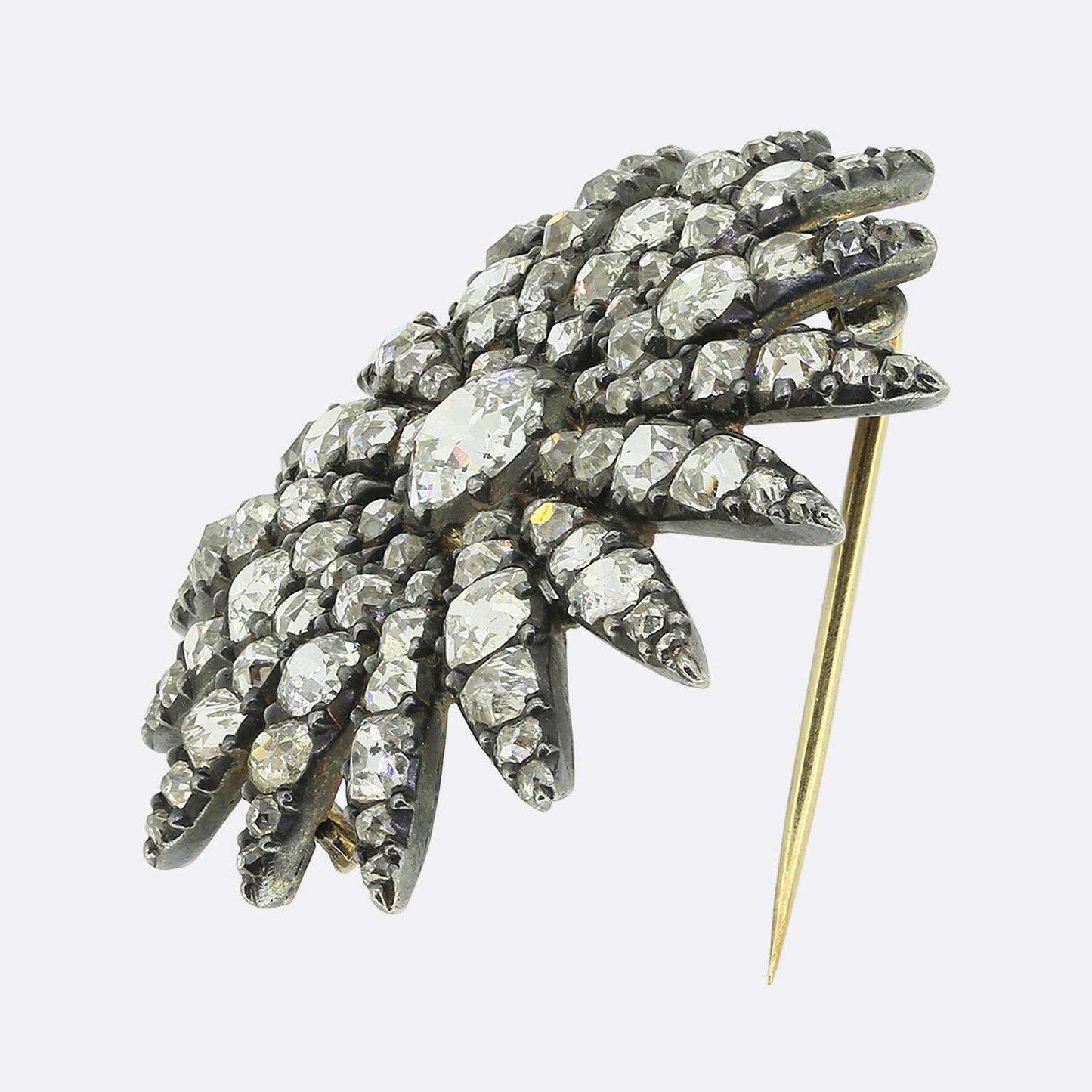 Antique Old Cut Diamond Floral Brooch