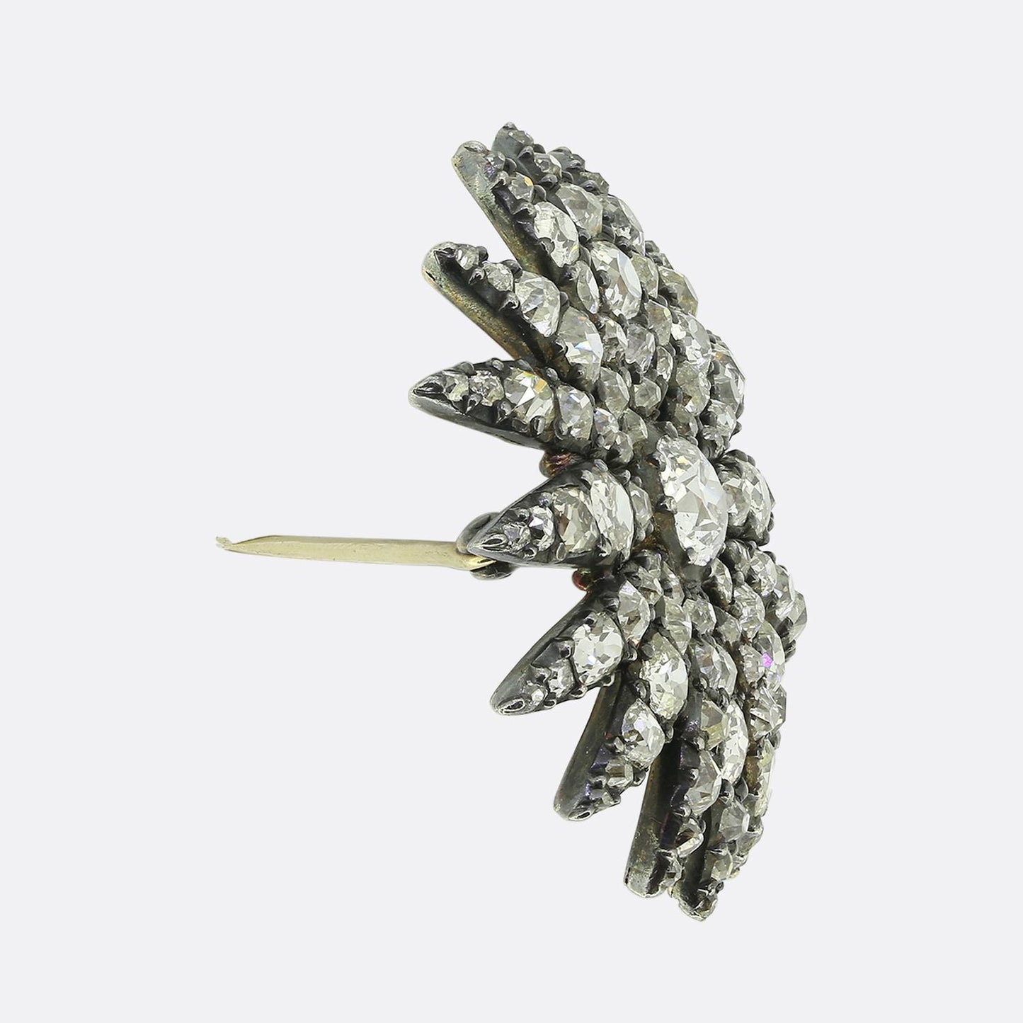 Antique Old Cut Diamond Floral Brooch