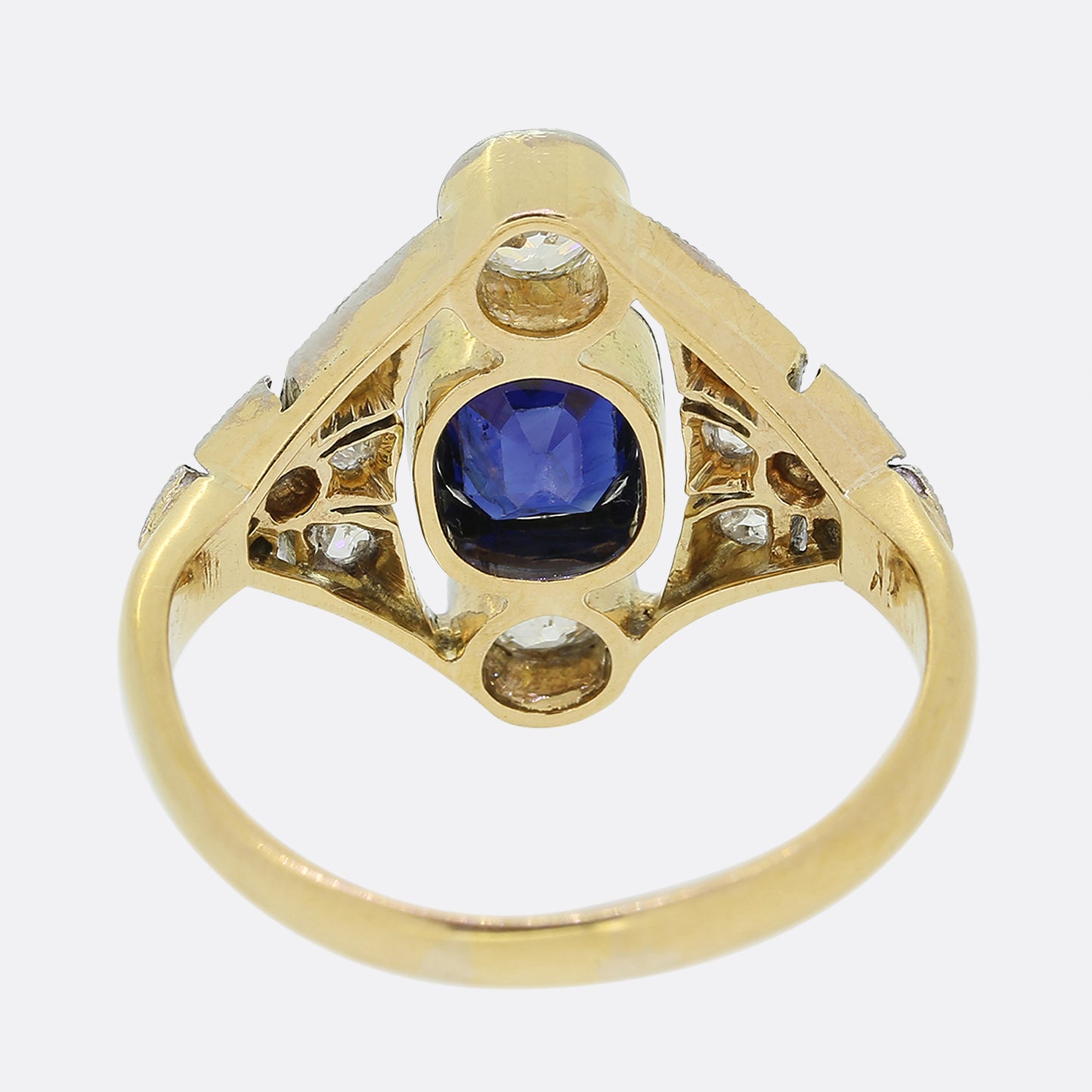 Antique Sapphire and Diamond Cluster Ring