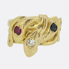 Antique Ruby Sapphire and Diamond Triple Snake Ring