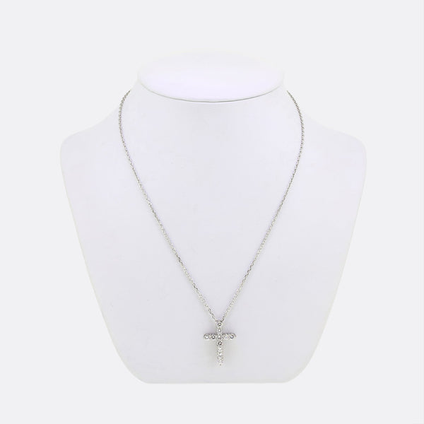 1.10 Carat Diamond Cross Pendant Necklace