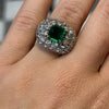 Vintage Colombian Emerald and Diamond Bombe Cluster Ring