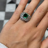 Vintage Colombian Emerald and Diamond Bombe Cluster Ring