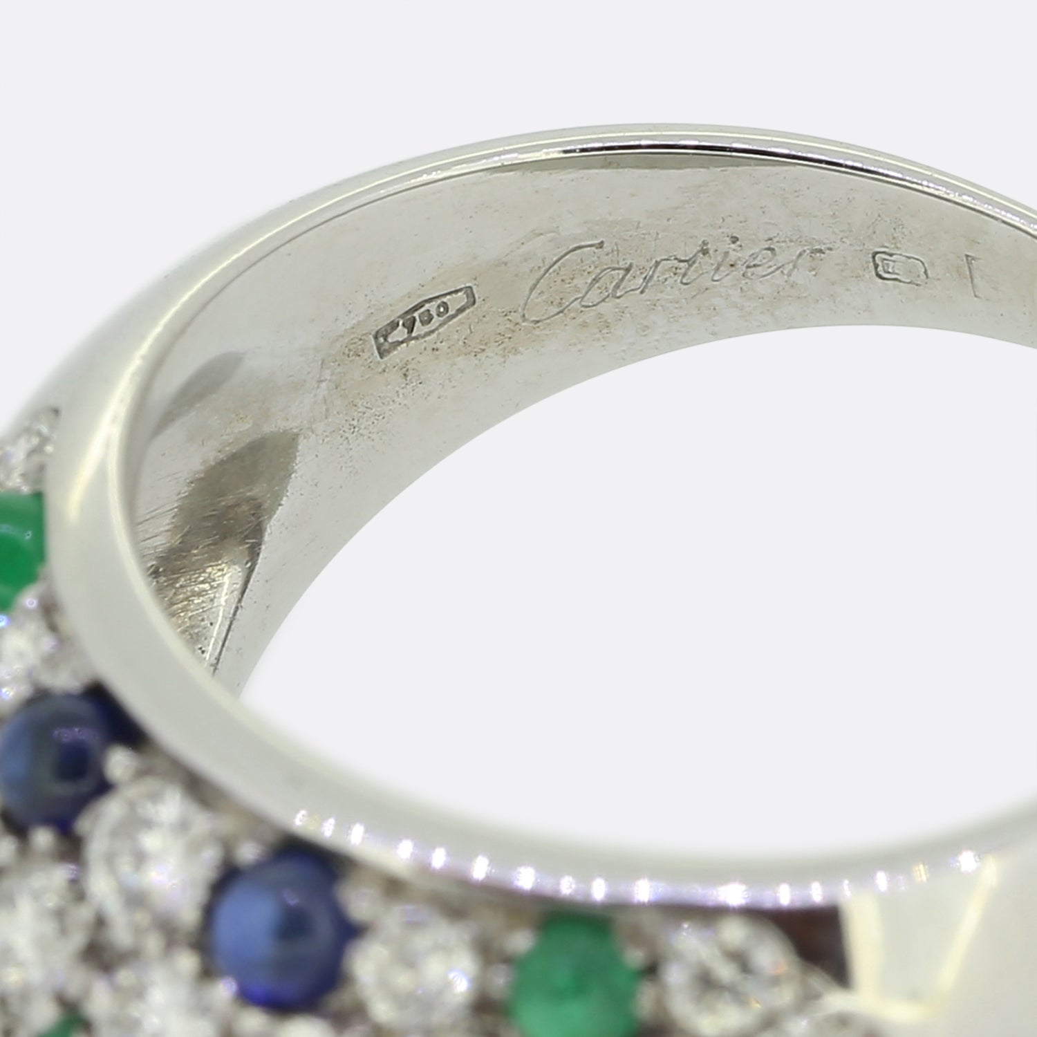 Cartier Cabochon Sapphire Emerald and Diamond Ring The Vintage