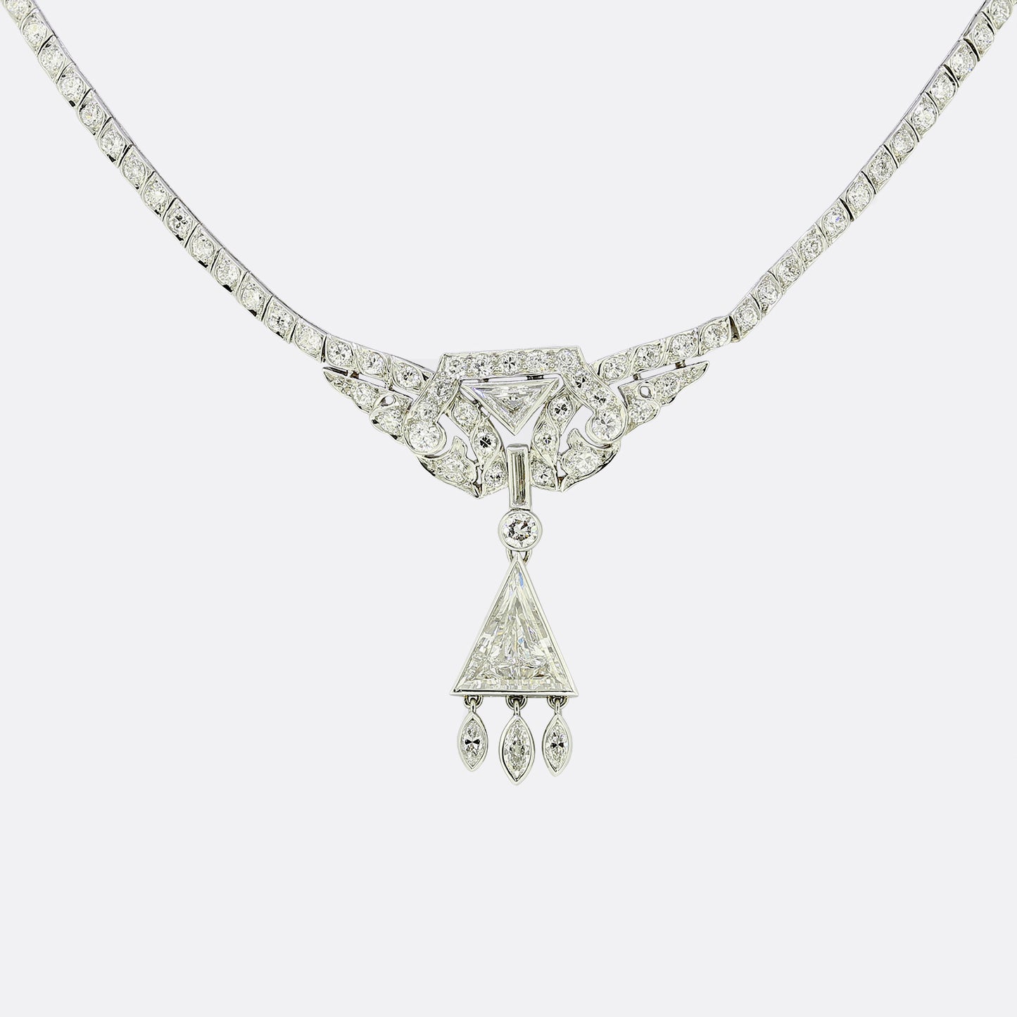 Art Deco 3.90 Carat Diamond Cluster Necklace