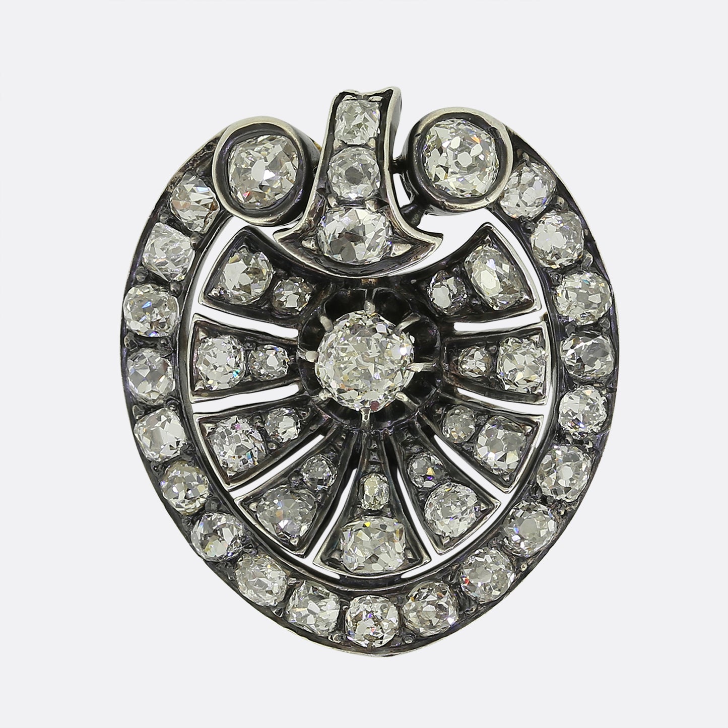 Victorian Old Cut Diamond Palmette Brooch