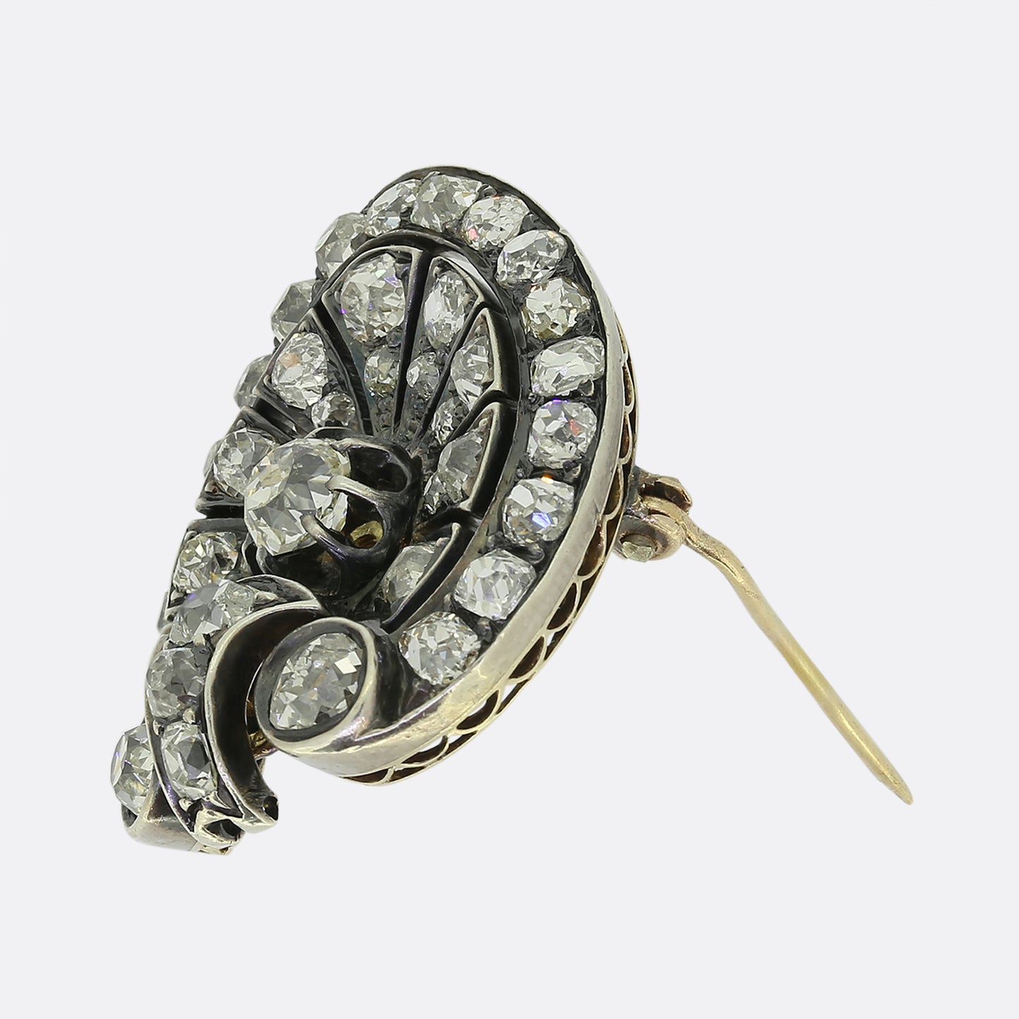 Victorian Old Cut Diamond Palmette Brooch