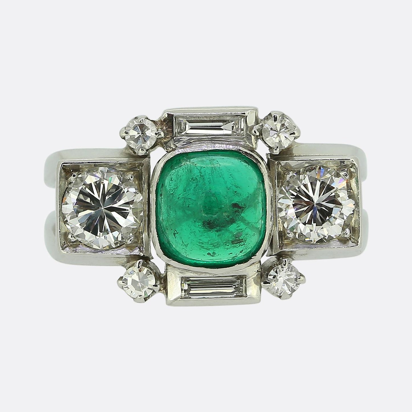 Art Deco Emerald and Diamond Ring