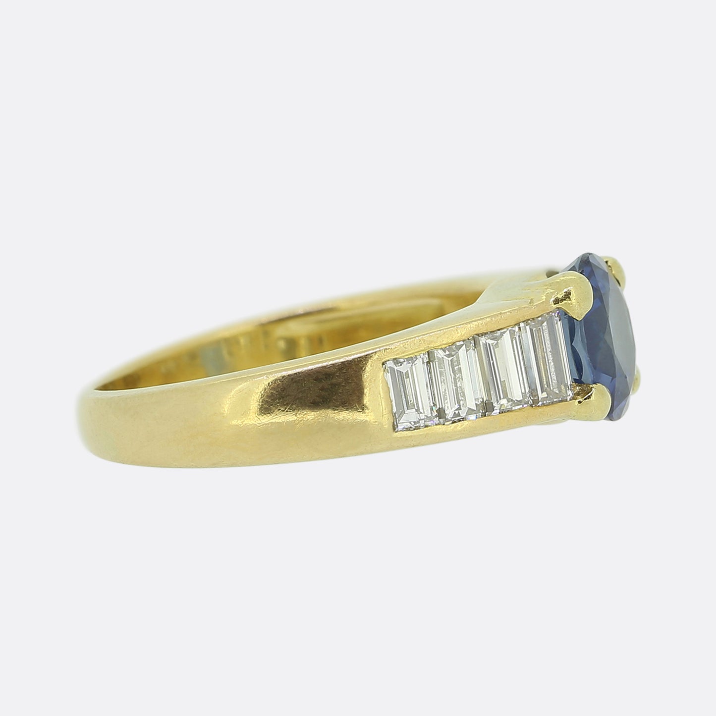 Sapphire and Baguette Cut Diamond Ring