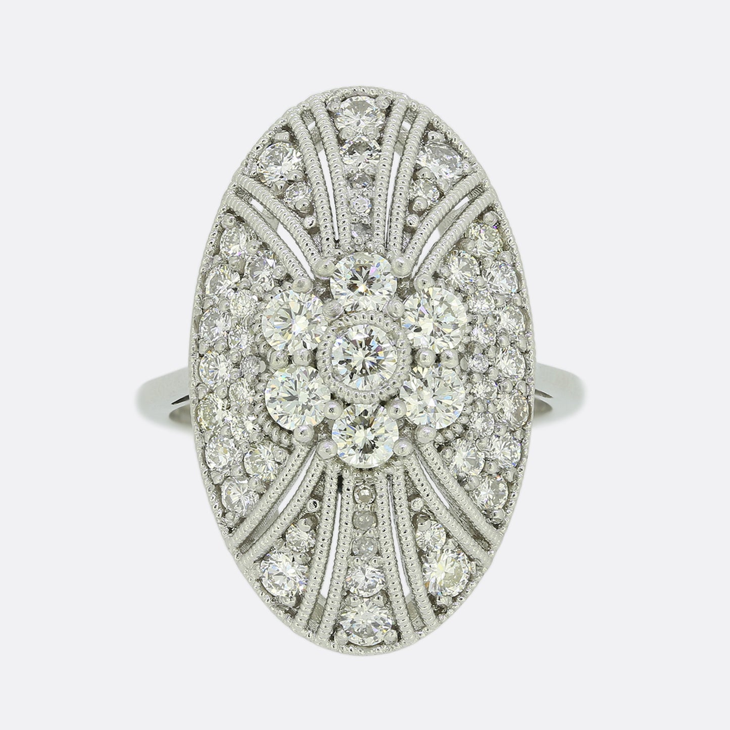 Diamond Daisy Cluster Cocktail Ring
