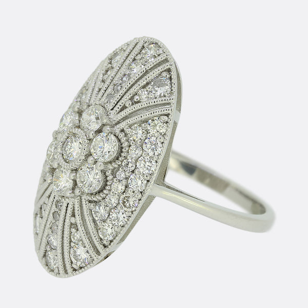 Diamond Daisy Cluster Cocktail Ring