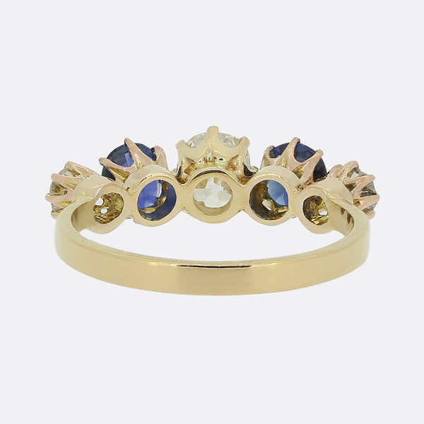Vintage Sapphire and Diamond Five Stone Ring