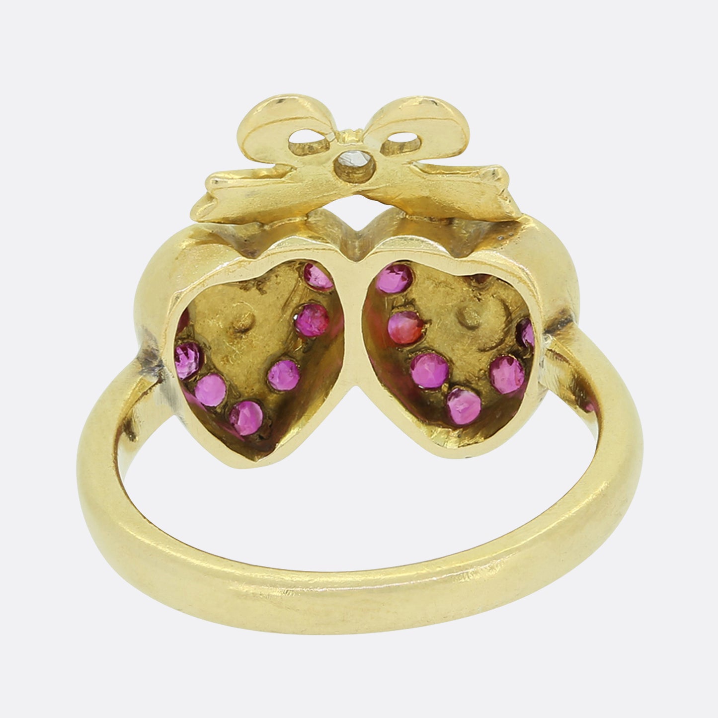 Edwardian Ruby and Diamond Double Heart Ring