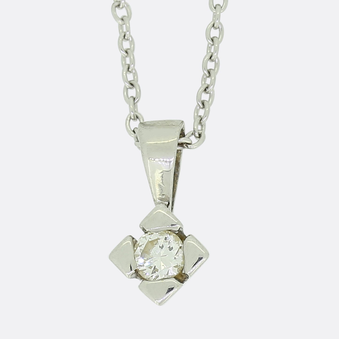 0.13 Carat Diamond Solitaire Pendant Necklace