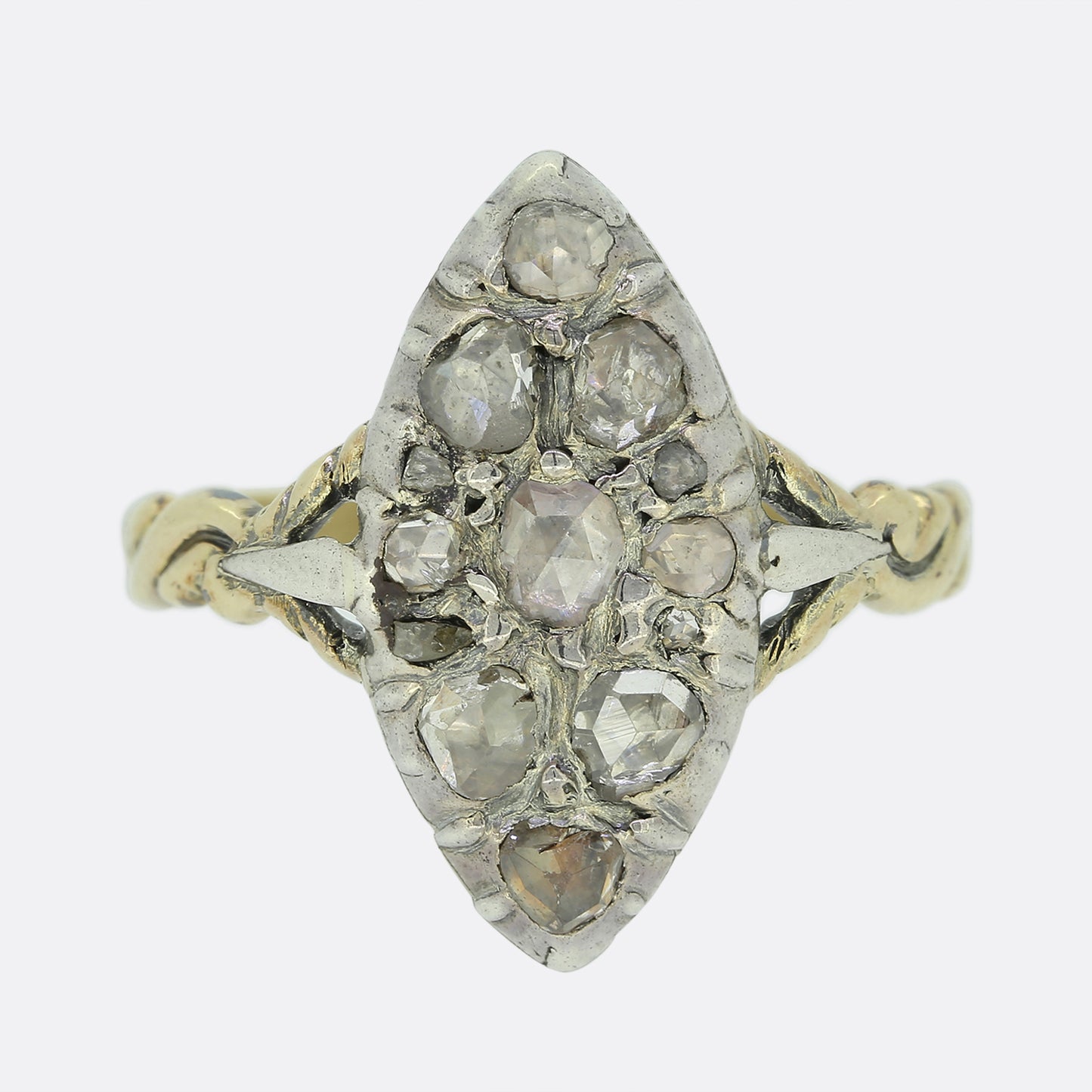 Georgian Rose Cut Diamond Navette Ring