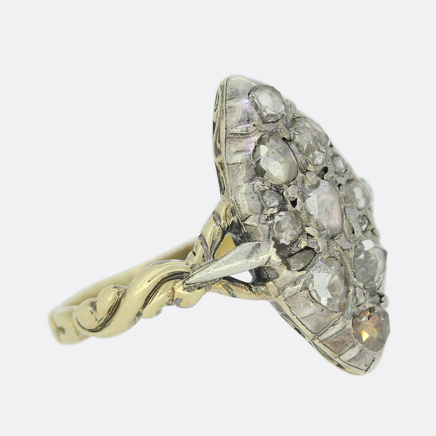 Georgian Rose Cut Diamond Navette Ring