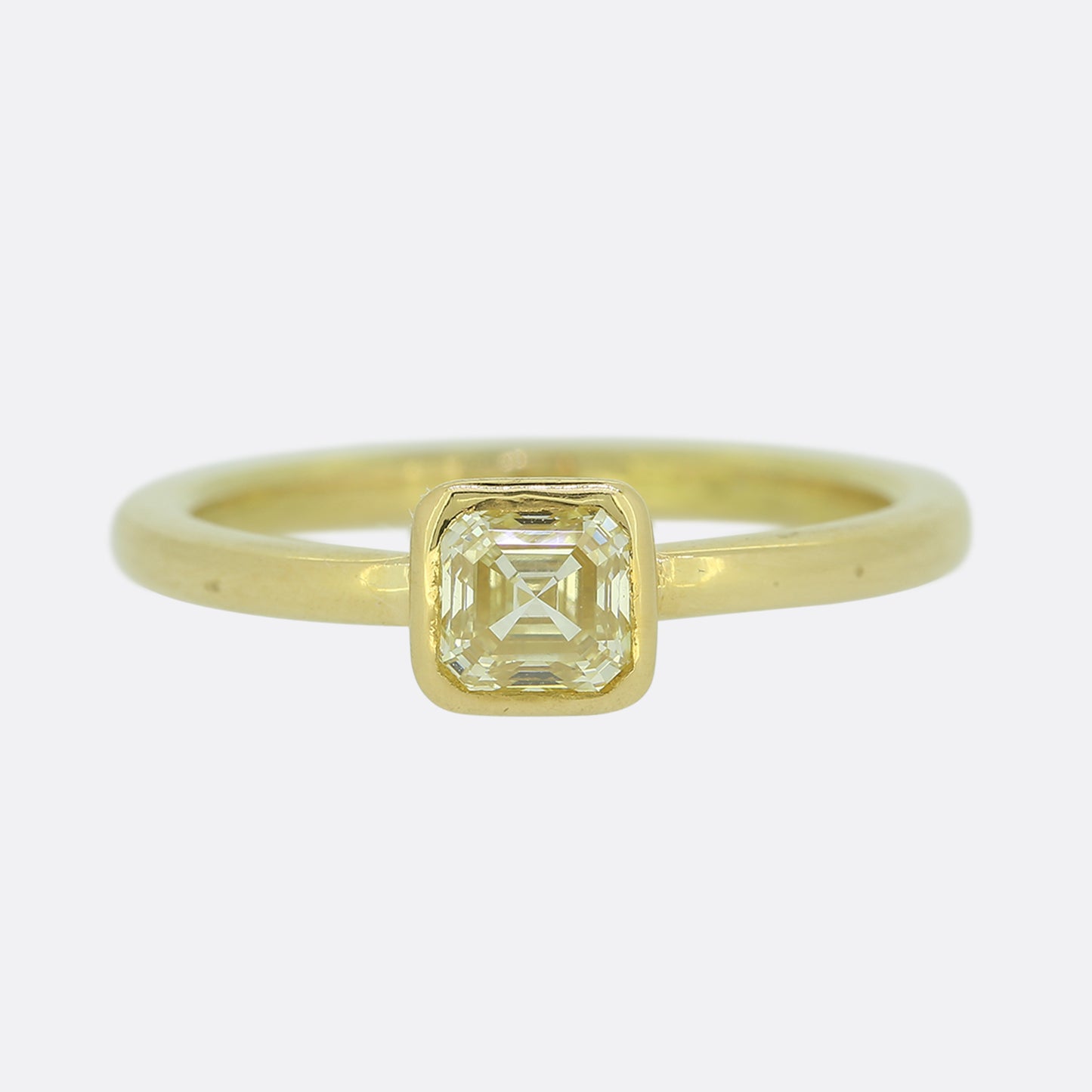 Contemporary 0.46 Carat Asscher Cut Yellow Diamond Ring