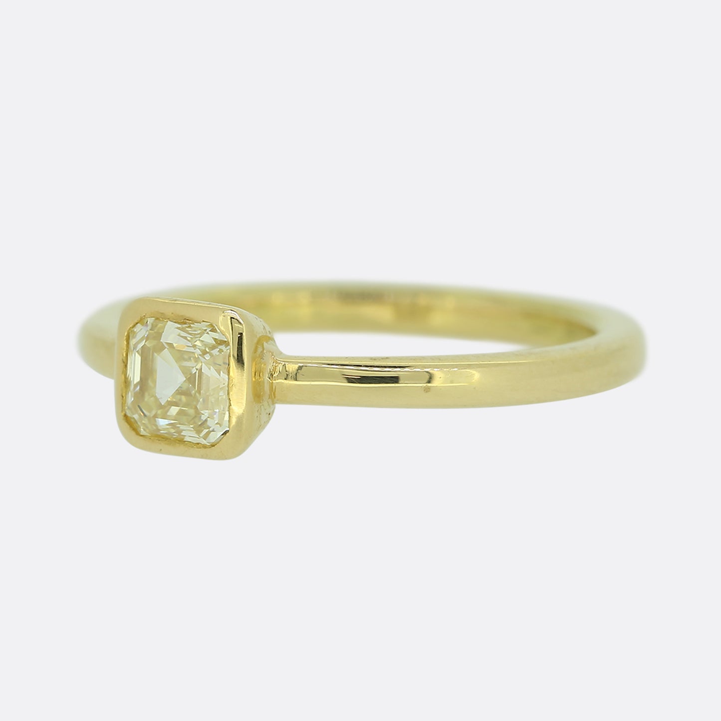 Contemporary 0.46 Carat Asscher Cut Yellow Diamond Ring