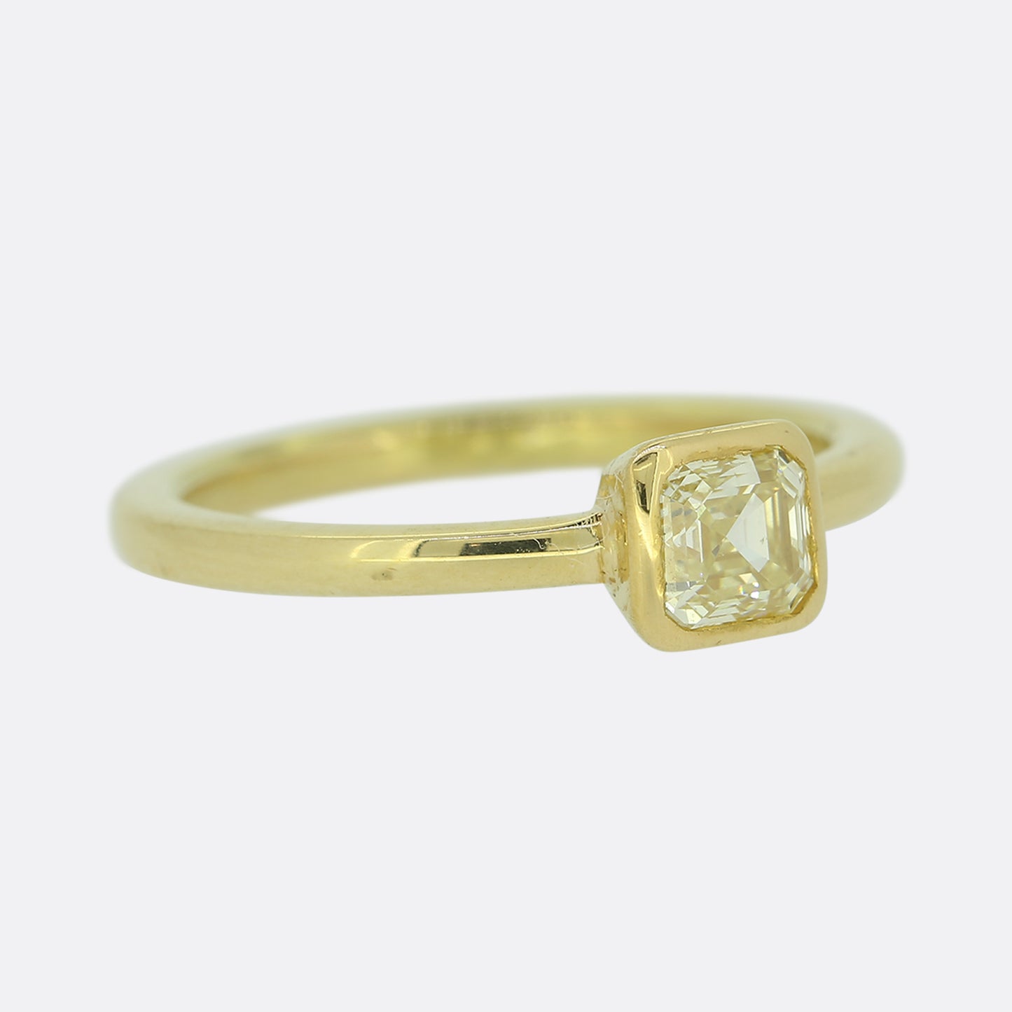 Contemporary 0.46 Carat Asscher Cut Yellow Diamond Ring