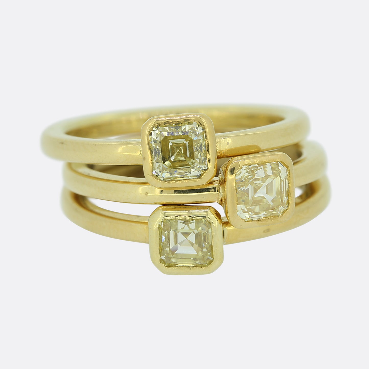 Contemporary 0.46 Carat Asscher Cut Yellow Diamond Ring