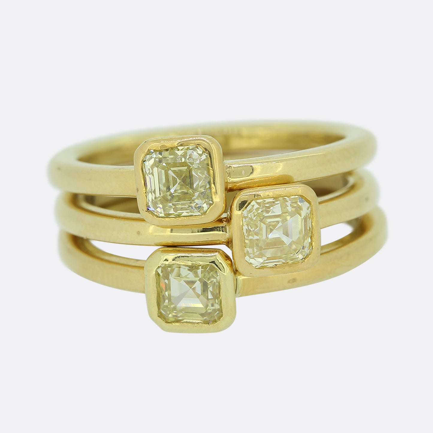 Contemporary 0.46 Carat Asscher Cut Yellow Diamond Ring