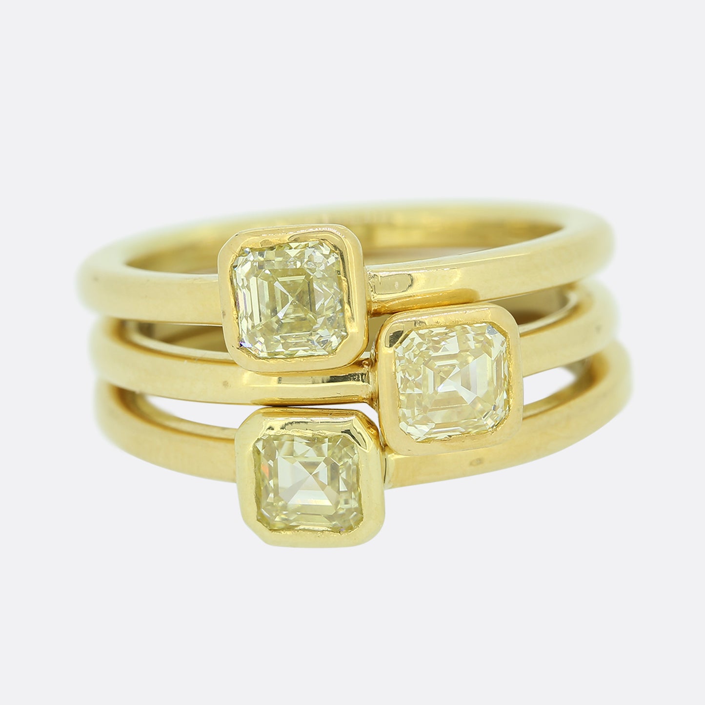 Contemporary 0.46 Carat Asscher Cut Yellow Diamond Ring