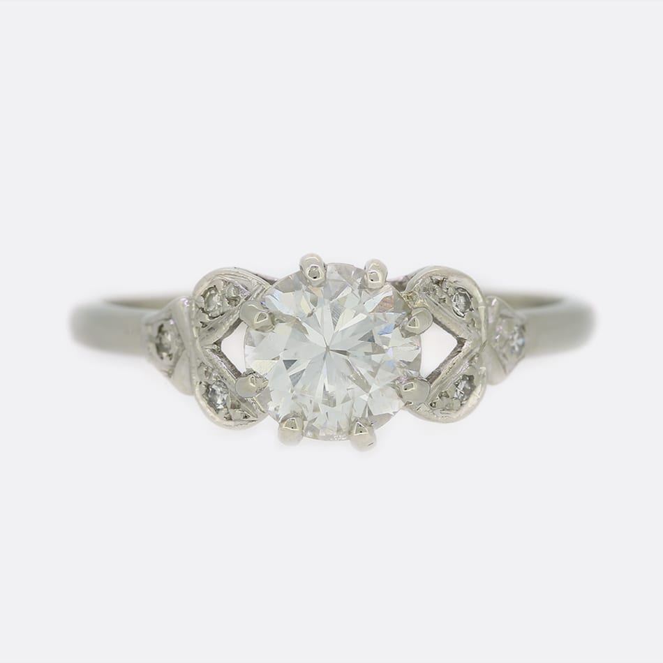 Art Deco Style 1.05 Carat Diamond Solitaire Ring
