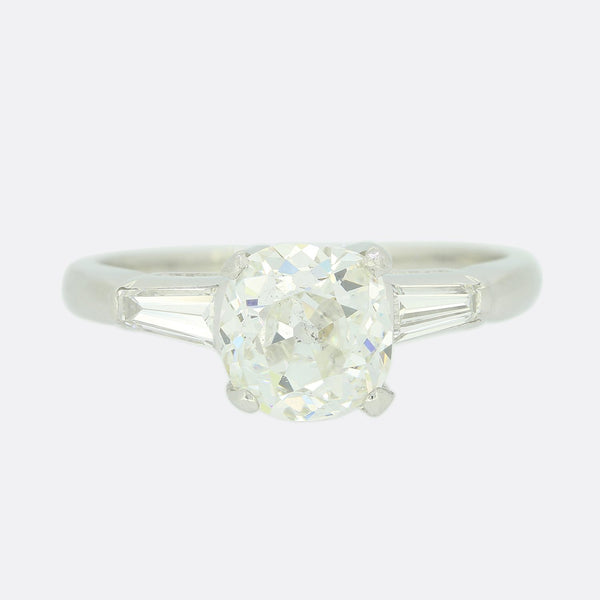 1.45 Carat Vintage Old Cut Diamond Solitaire Ring